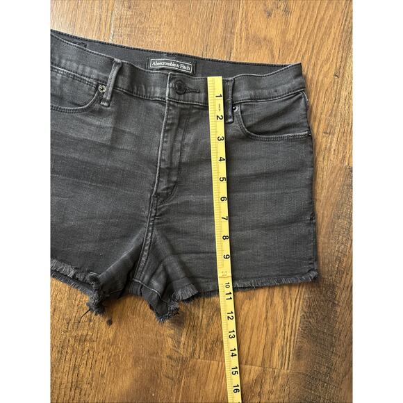 Abercrombie & Fitch Sz 27 Womens Black Denim Cut Off Jean Shorts Mid Rise - Picture 8 of 11
